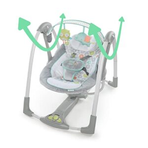 Ingenuity 5-Speed Portable Baby Swing with Music, Nature Sounds & Battery-Saving Technology - Hugs & Hoots, Swing 'n Go, 0-9 Months