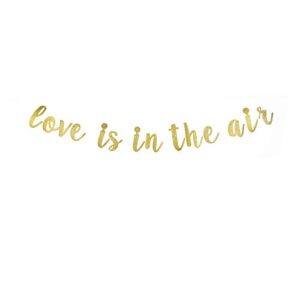Love is in The Air Banner, Gold Gliter Paper Sign for Wedding/Engagement/Valentine's Day Party