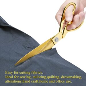 Premium Tailor Scissors,Heavy Duty Sewing Scissors Gold Titanium Coating Stainless Steel Fabric Scissors Leather Comfort Grip Shears Professional Ultra Sharp Cloth Tailor Scissors 10.5 Inch