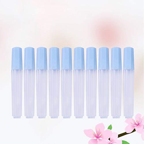 Healifty 10pcs Clear Plastic Needles Storage Tubes Sewing Needle Container Holder Organizer with Cap 10cm Blue
