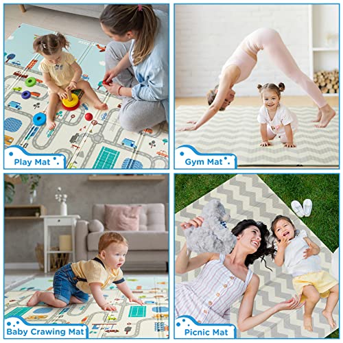 beiens Baby Play Mat Foldable, Extra Large Foam Floor Play Mats 77''x70'', Portable Baby Crawling Mat Waterproof Anti-Slip Puzzle Mat, Indoor Outdoor Activity Playmat for Babies Infants Toddlers Kids