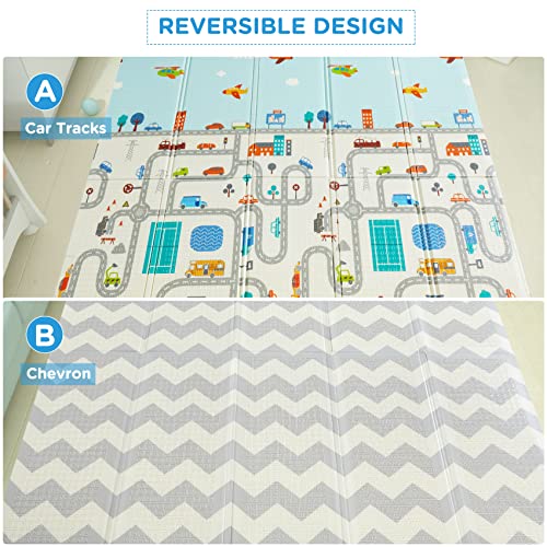 beiens Baby Play Mat Foldable, Extra Large Foam Floor Play Mats 77''x70'', Portable Baby Crawling Mat Waterproof Anti-Slip Puzzle Mat, Indoor Outdoor Activity Playmat for Babies Infants Toddlers Kids