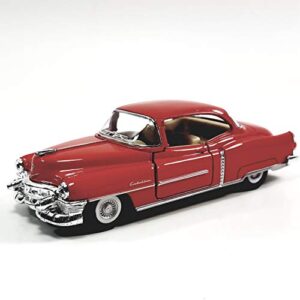 kinsmart cadillac series 62 1953 cherry red 2 door coupe 1/43 o scale diecast car