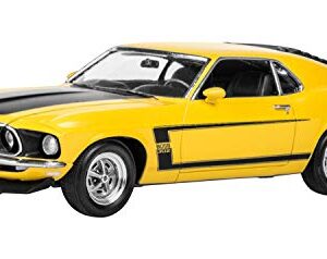 Revell 85-4313 ‘69 Boss 302 Mustang Car Kit 1:25 Scale 109-Piece Skill Level 4 Plastic Model Building Kit , Yellow