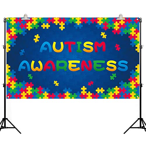 Autism Awareness Backdrop Banner April Puzzle Piece Support Party Photography Background Wall Hanging Decoration