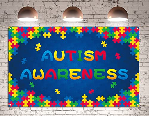 Autism Awareness Backdrop Banner April Puzzle Piece Support Party Photography Background Wall Hanging Decoration