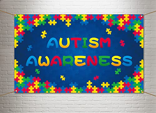 Autism Awareness Backdrop Banner April Puzzle Piece Support Party Photography Background Wall Hanging Decoration