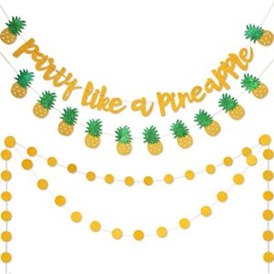 6 pieces pineapple banner party like a pineapple decoration circle dots garland gold glitter bunting garland for hawaiian luau tropical theme party supplies