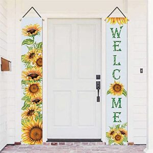kymy sunflower summer banners,welcome summer porch sign,sunflower hanging banners,sunflower welcome porch banners for hawaii party,front door sign decoration,summer party supplies for indoor outdoor