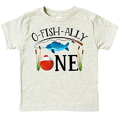 O-Fish-Ally- ONE Boys 1st Birthday Shirt for Baby Boys First Birthday Outfit Natural Heather Shirt 12 Months