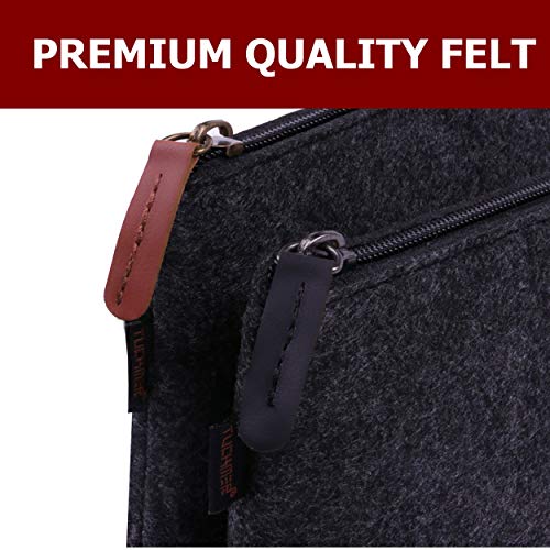 Pencil Bags Pen Bag Cases - Small Zipper Pouch for Adults Purse and Briefcase – Zippered Pouches for Stationery & Accessories – Premium Black Felt Zip Case – Set of 2