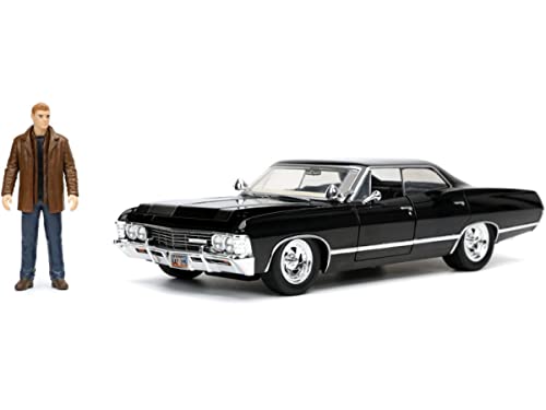 1967 Chevy Impala SS Sport Sedan Black & Dean Winchester Diecast Figurine Supernatural (2005-2020) TV Series 1/24 Diecast Model Car by Jada 32250