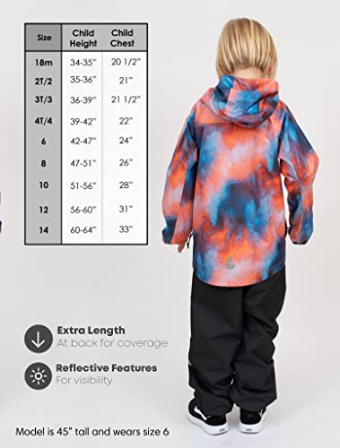 Therm Kids Raincoat, Waterproof Girls Boys Rain Jacket - Lightweight, Packable (LAVA, 8)