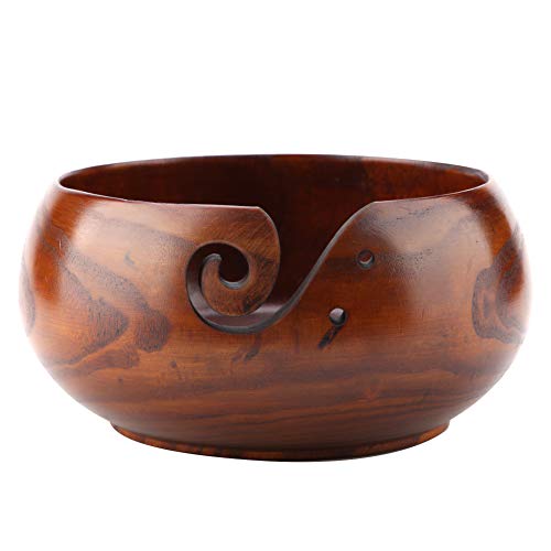 Rodipu Natural Wooden Yarn Bowl Storage Base for Knitting Crochet Organizer Holder GL