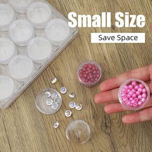 VIOCIWUO Clear Plastic Bead Storage Containers Round 12 Grids Transparent Organizer Jars for Diamond Pigments Glitters Cosmetics Sample Jar (2 Pack)