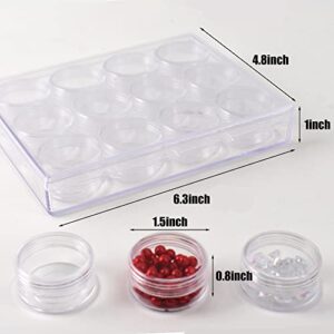 VIOCIWUO Clear Plastic Bead Storage Containers Round 12 Grids Transparent Organizer Jars for Diamond Pigments Glitters Cosmetics Sample Jar (2 Pack)