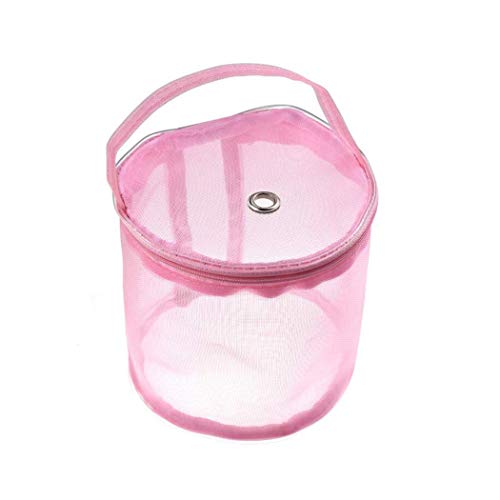 QiQiFanFan Portable Organizer Knitting Tool Yarn Case Mesh Bag Crochet Thread Storage Tote Baskets Pink S 14X13cm