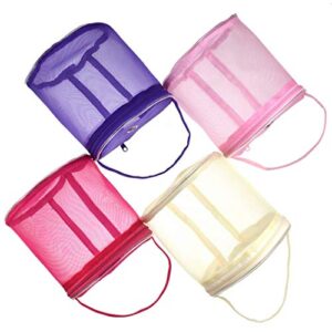 QiQiFanFan Portable Organizer Knitting Tool Yarn Case Mesh Bag Crochet Thread Storage Tote Baskets Pink S 14X13cm