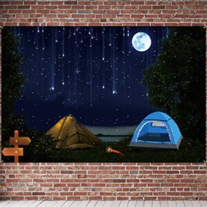 PAKBOOM Meteor Shower Forest Camp Backdrop Banner - Camping Theme Birthday Party Decorations Photo Booth Supplies - 3.9 x 5.9ft