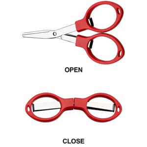Tatuo 6 Pieces Stainless Steel Scissors Anti-Rust Folding Scissors Glasses-shaped Mini Shear for Home and Travel Use (5 Colors)