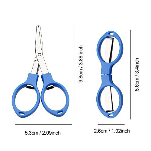 Tatuo 6 Pieces Stainless Steel Scissors Anti-Rust Folding Scissors Glasses-shaped Mini Shear for Home and Travel Use (5 Colors)