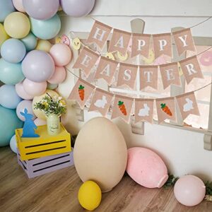 3pcs Easter Burlap Banner Decorations - Easter Bunny Carrot Burlap Banner Decor, Happy Easter banner Backdrops for Photography, Fireplace, Wall, Window, Yard Easter Decorations