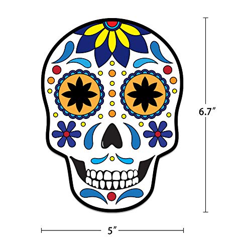 FaCraft Day of Dead Sugar Skulls Decorations,20pcs Dia de Los Muertos Skulls Sign Mexican Fiesta Skeleton Hanging Sign for Halloween Party Decorations Supplies