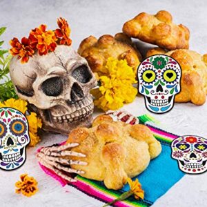 FaCraft Day of Dead Sugar Skulls Decorations,20pcs Dia de Los Muertos Skulls Sign Mexican Fiesta Skeleton Hanging Sign for Halloween Party Decorations Supplies