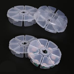 4pcs 8 grid round clear plastic storage organizer containers portable jewelry dividers box display case for jewelry beads nail art small craft items