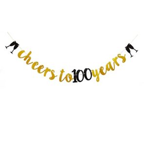 cheers to 100 years fun gold banner sign for 100th birthday / anniversary party bunting supplies decorations garlands