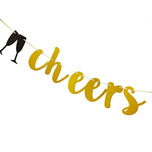 Cheers To 100 Years Fun Gold Banner Sign for 100th Birthday / Anniversary Party Bunting Supplies Decorations Garlands