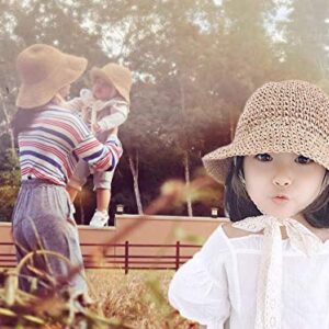 Little Girl Kids Summer Straw Hat,Toddler Wide Brim Floppy Beach Sun Visor Hat,Girl's Sun Hat (6-24 Months, Khaki z)