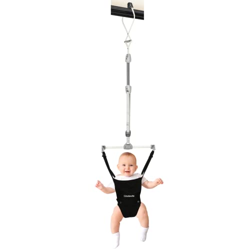 Cowiewie 2 in 1 Baby Door Jumper w/ Baby Walking Harness Function, Baby Jumper with Door Clamp Adjustable Strap and Seat, Fits 80" - 87" high Door Frame