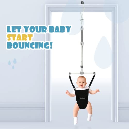 Cowiewie 2 in 1 Baby Door Jumper w/ Baby Walking Harness Function, Baby Jumper with Door Clamp Adjustable Strap and Seat, Fits 80" - 87" high Door Frame