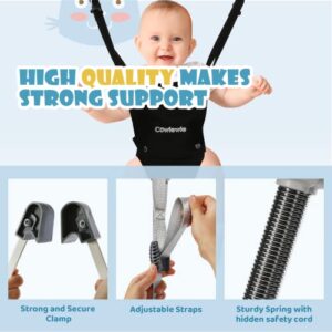 Cowiewie 2 in 1 Baby Door Jumper w/ Baby Walking Harness Function, Baby Jumper with Door Clamp Adjustable Strap and Seat, Fits 80" - 87" high Door Frame