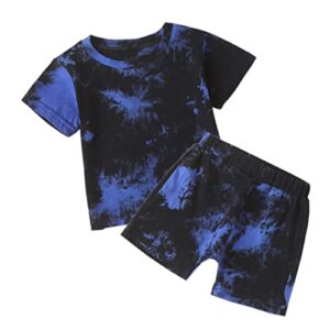 baby boys clothes tie dye summer outfits infant toddler boy short sleeve t-shirt top + short pants 2pcs(dark blue, 3-4t)