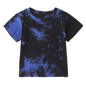 Baby Boys Clothes Tie Dye Summer Outfits Infant Toddler Boy Short Sleeve T-Shirt Top + Short Pants 2Pcs(Dark Blue, 3-4T)