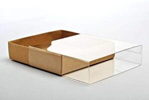 25 kraft paper stationary boxes w clear sleeves, 4 1/2″ x 1″ x 6″ (a2)