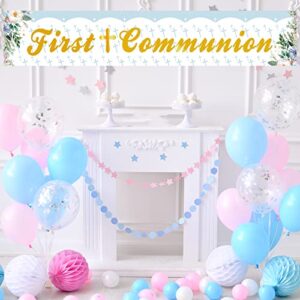 Labakita Large First Communion Banner, Baptism Decorations for Boys or Girls, Baptism / Christening / Baby Shower Party Decorations