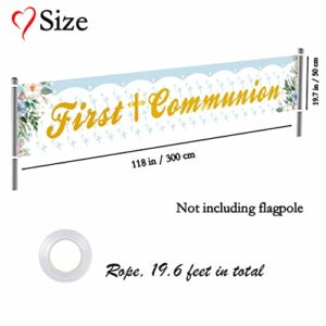 Labakita Large First Communion Banner, Baptism Decorations for Boys or Girls, Baptism / Christening / Baby Shower Party Decorations