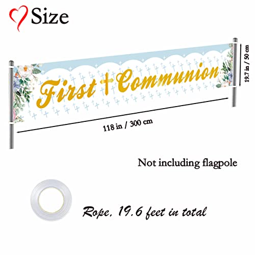 Labakita Large First Communion Banner, Baptism Decorations for Boys or Girls, Baptism / Christening / Baby Shower Party Decorations