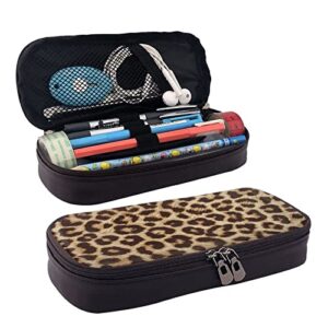 fun leopard print pencil pouch, pencil bag flip pen box, large capacity compartment pencil pouches school teenagers boys and girls