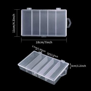 Newbested 4 Pack 5 Grid Clear Plastic Fishing Tackle Bait Hooks Storage Box,Visible Bead Jewelry Making Findings Utility Organizer Container Case for Jewelry,DIY Crafts(7.1" x 4.3" x 1.2")