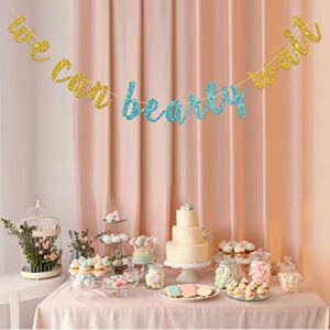 INNORU We Can Bearly Wait Banner Gold Glitter, Teddy Bear Theme Baby Shower Party Decorations, 1st Birthday Party Banner, Jungle Woodland Birthday Party Decoration Suppllies