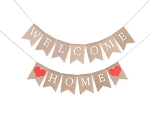 welcome home burlap banner – personalized welcome home banner, homecoming party banner,welcome new home,housewarming party decoration (welcome home banner)