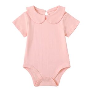 romperinbox baby girl onsies 0-3 months 3-6 6-9 9-12 12-18 18-24 months girls boys peter pan short sleeve bodysuit(pink,3-6 months)