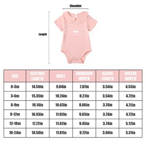 ROMPERINBOX Baby Girl Onsies 0-3 Months 3-6 6-9 9-12 12-18 18-24 Months Girls Boys Peter Pan Short Sleeve Bodysuit(Pink,3-6 Months)