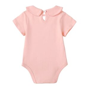 ROMPERINBOX Baby Girl Onsies 0-3 Months 3-6 6-9 9-12 12-18 18-24 Months Girls Boys Peter Pan Short Sleeve Bodysuit(Pink,3-6 Months)