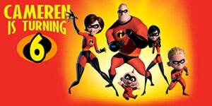 personalized birthday banner for incredibles theme party 24″x 48″ or 42″x84″