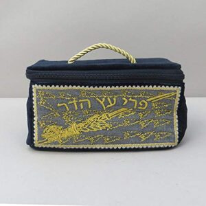 sukkot etrog box,velvet,embroidered w/gold/silver accents